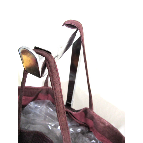 Archipelago Design Large Burgundy Genuine Snakeskin Shoulder Tote Purse - Picture 5 of 11